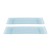 Turgla Fusion Glass 13.75" x 5" x h:0.5" Rectangular Blue Glass Platter (Set of 2)