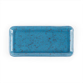 Turgla Fusion Glass 12.25" x 6" x h:1" Rectangular Blue Glass Platter (1 each)