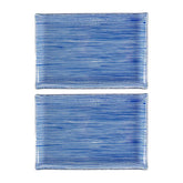 Glass Dinnerware 8.5" x 5.75" Rectangular Blue Glass Plate (Set of 2)