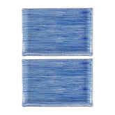Turgla Fusion Glass 8.5" x 5.75" Rectangular Blue Glass Plate (Set of 2)