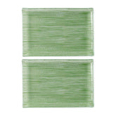 Turgla Fusion Glass 8.5" x 5.75" Rectangular Green Glass Plate (Set of 2)