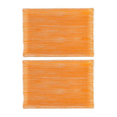 Turgla Fusion Glass 8.5" x 5.75" Rectangular Orange Glass Plate (Set of 2)
