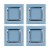 Glass Dinnerware 6" x 6" Square Transparent Blue Glass Plate (Set of 4)