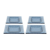 Turgla Fusion Glass 6" x 6" Square Transparent Blue Glass Plate (Set of 4)