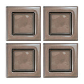 Turgla Fusion Glass 6" x 6" Square Transparent Brown Glass Plate (Set of 4)