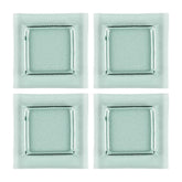 Glass Dinnerware 6" x 6" Square Transparent Green Glass Plate (Set of 4)