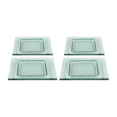 Turgla Fusion Glass 6" x 6" Square Transparent Green Glass Plate (Set of 4)
