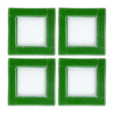 Glass Dinnerware 6" x 6" Square Green Glass Plate (Set of 4)