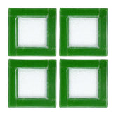 Turgla Fusion Glass 6" x 6" Square Green Glass Plate (Set of 4)