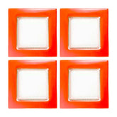 Turgla Fusion Glass 6" x 6" Square Orange Glass Plate (Set of 4)