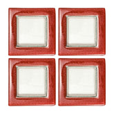 Turgla Fusion Glass 6" x 6" Square Pink Purple Glass Plate (Set of 4)