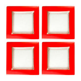 Turgla Fusion Glass 6" x 6" Square Red Glass Plate (Set of 4)