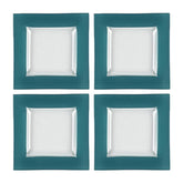 Glass Dinnerware 6" x 6" Square Blue Glass Plate (Set of 4)