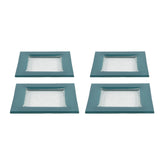 Turgla Fusion Glass 6" x 6" Square Blue Glass Plate (Set of 4)