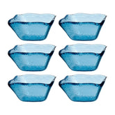 Turgla Fusion Glass 2.25" x 2.25" x h:1.5" 2 oz. Square Transparent Blue Glass Ramekin (Set of 6)