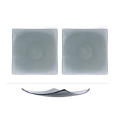 Turgla Fusion Glass 7.75" x 7.75" Square Charcoal Glass Plate (Set of 2)