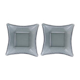 Turgla Fusion Glass 7.5" x 7.5" x h:2" 15 oz. Square Charcoal Glass Deep Plate (Set of 2)