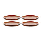 Turgla Fusion Glass dia.6.25" Round Paprika Glass Plate (Set of 4)