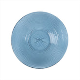 Turgla Fusion Glass dia.13.75" h:2" 58 oz. Round Transparent Blue Glass Bowl (1 each)