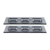 Glass Dinnerware 12.25" x 4" Rectangular Charcoal Glass Sectional Plate (Set of 2)