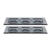 Turgla Fusion Glass 12.25" x 4" Rectangular Charcoal Glass Sectional Plate (Set of 2)