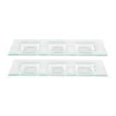 Turgla Fusion Glass 12.25" x 4" Rectangular Clear Glass Sectional Plate (Set of 2)