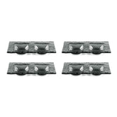 Turgla Fusion Glass 7" x 4" Rectangular Charcoal Glass Sectional Plate (Set of 4)