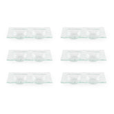 Turgla Fusion Glass 7" x 4" Rectangular Clear Glass Sectional Plate (Set of 6)