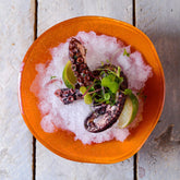 Turgla Fusion Glass dia.7.5" h:2.75" 20 oz. Round Orange Glass Bowl (1 each)