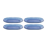 Turgla Fusion Glass 7.75" x 4.25" x h:0.5" Oval Blue Glass Platter (Set of 4)