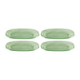 Turgla Fusion Glass 7.75" x 4.25" x h:0.5" Oval Green Glass Platter (Set of 4)