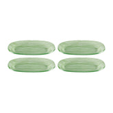 Glass Dinnerware 7.75" x 4.25" x h:0.5" Oval Green Glass Platter (Set of 4)