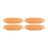 Glass Dinnerware 7.75" x 4.25" x h:0.5" Oval Orange Glass Platter (Set of 4)