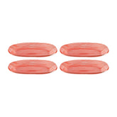 Glass Dinnerware 7.75" x 4.25" x h:0.5" Oval Red Glass Platter (Set of 4)