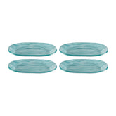 Glass Dinnerware 7.75" x 4.25" x h:0.5" Oval Blue Glass Platter (Set of 4)