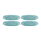 Turgla Fusion Glass 7.75" x 4.25" x h:0.5" Oval Blue Glass Platter (Set of 4)