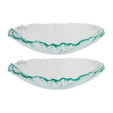 Turgla Fusion Glass 10.75" x 7" x h:3" 30 oz. Oval Clear Glass Deep Plate (Set of 2)