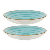 Aqua dia.11" h:2.5" 57 oz. Round Blue Vitrified Bowl (Set of 2)