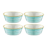 Aqua dia.4.75" h:1.75" 10 oz. Round Blue Vitrified Bowl (Set of 4)