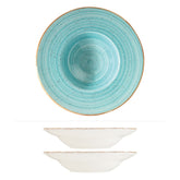 Aqua dia.11" h:2.5" 14 oz. Round Blue Vitrified Bowl (Set of 2)