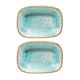 Aqua 6.5" x 4.5" x h:1.5" 12 oz. Rectangular Blue Vitrified Deep Plate (Set of 2)