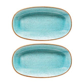 Aqua 7.5" x 4.25" x h:1" Oval Blue Vitrified Platter (Set of 2)