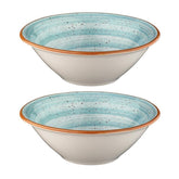 Bonna China Sea Blue dia.8" h:2.5" 30 oz. Round Blue Porcelain Bowl (Set of 2)