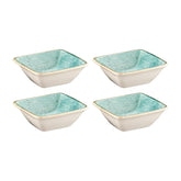 Aqua 3.5" x 3.5" x h:1.25" 1 oz. Square Blue Vitrified Ramekin (Set of 4)
