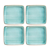 Aqua 6.25" x 5.75" Square Blue Vitrified Plate (Set of 4)