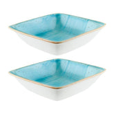 Aqua 7.5" x 6.5" x h:2" 20 oz. Square Blue Vitrified Bowl (Set of 2)
