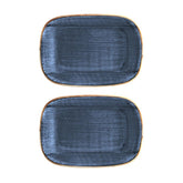 Dusk 5.5" x 4" x h:1.25" 7 oz. Rectangular Blue Vitrified Deep Plate (Set of 2)