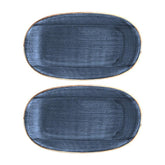 Dusk 7.5" x 4.25" x h:1" Oval Blue Vitrified Platter (Set of 2)