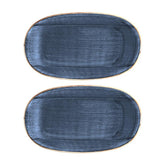 Bonna China Night Blue 9.5" x 5.5" x h:1.25" Oval Blue Porcelain Platter (Set of 2)