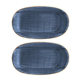 Dusk 9.5" x 5.5" x h:1.25" Oval Blue Vitrified Platter (Set of 2)